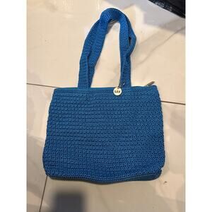 The SAk Blue Crochet Shoulder Purse Handbag Bag Granola girl Cottagecore